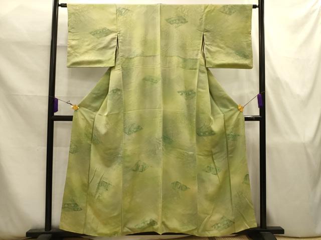 平和屋着物■上質な小紋 地紋起こし 色紙重ね花文 暈し染め 正絹 逸品 AABJ7799sx
