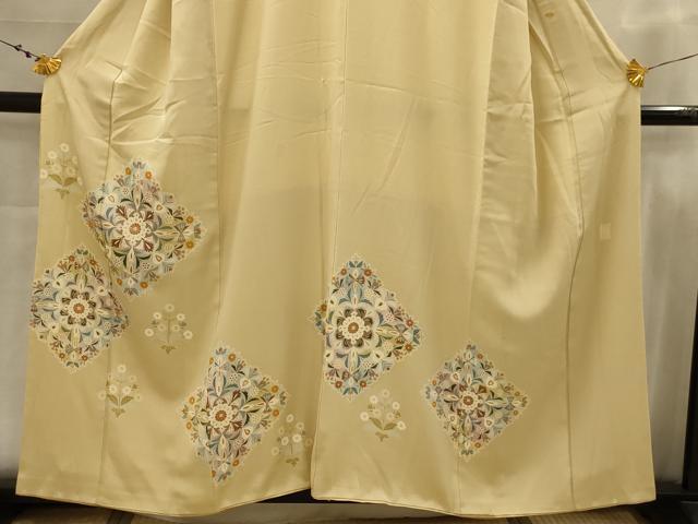 平和屋着物■豪華色留袖 作家物 刺繍 花菱文 正絹 逸品 AABJ7801sx