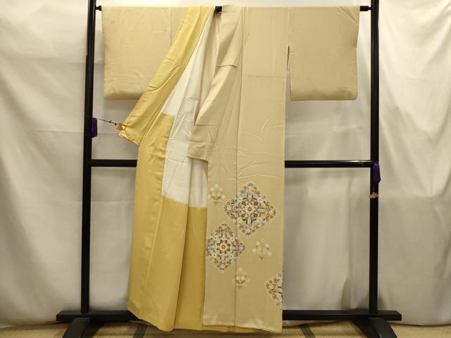 平和屋着物■豪華色留袖 作家物 刺繍 花菱文 正絹 逸品 AABJ7801sx