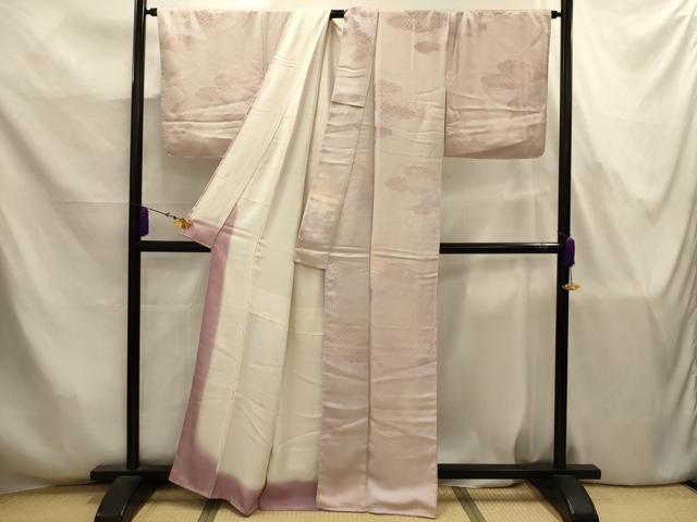 平和屋着物■上質な小紋 雲霞地紋 暈し染め 洗柿色 正絹 逸品 AABJ7810sx
