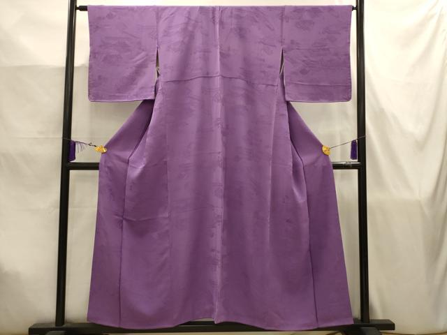 平和屋着物■上質な色無地 風景地紋 二藍色 正絹 逸品 AABJ7821sx