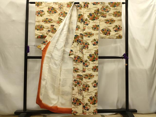 平和屋着物■上質な小紋 草花文 金彩 正絹 逸品 AABJ7824sx