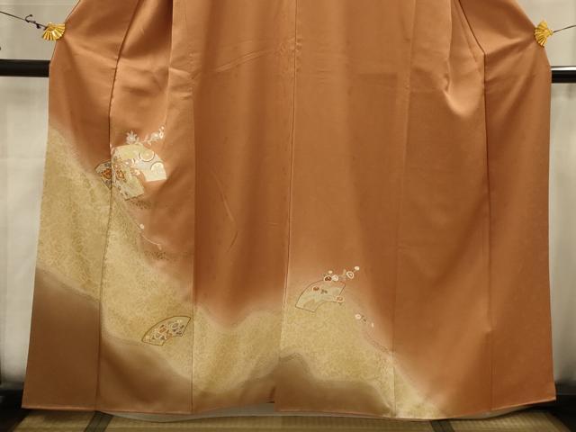 平和屋着物■訪問着 駒刺繍 地紙花文 暈し染め 金彩 正絹 逸品 AABJ7842sx