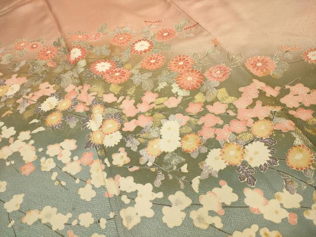 平和屋着物■訪問着 友禅 枝花文 暈し染め 正絹 逸品 AABJ7846sx