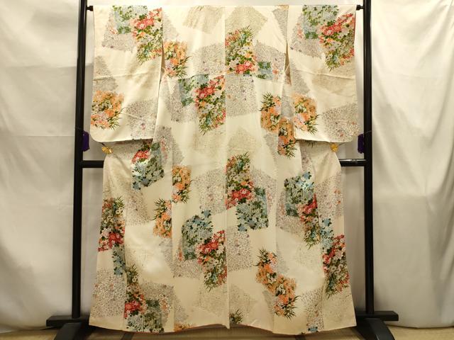 平和屋着物■上質な小紋 色紙重ね花文 金彩 正絹 逸品 AABJ7847sx
