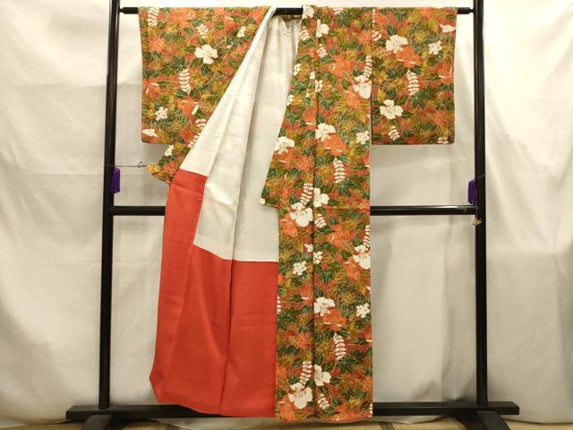 平和屋着物■上質な小紋 草花文 金彩 正絹 逸品 AABJ7848sx