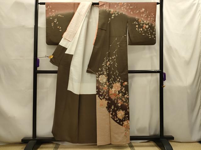 平和屋着物■訪問着 駒刺繍 雪輪花文 暈し染め 金彩 正絹 逸品 AABJ7866sx