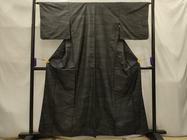 平和屋着物■本場大島紬 流水文 黒地 正絹 逸品 AABJ7873sx