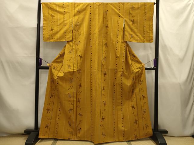 平和屋着物■上質な紬 琉球絣文様 正絹 逸品 AABJ7877sx