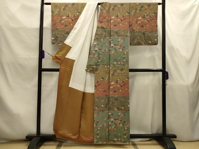 平和屋着物■訪問着 横段花文 金彩 正絹 逸品 AABJ7878sx