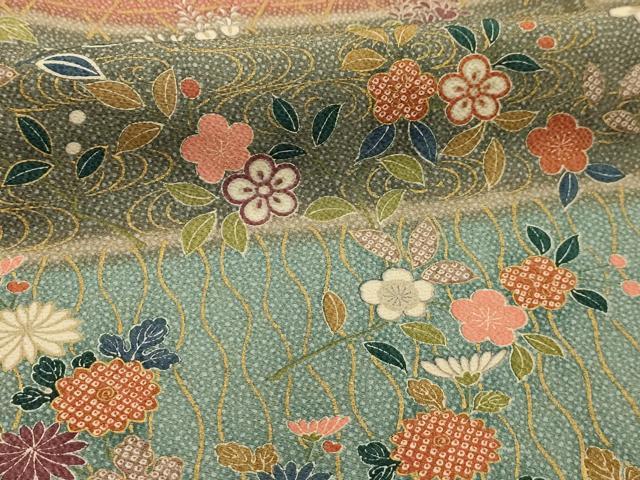 平和屋着物■訪問着 横段花文 金彩 正絹 逸品 AABJ7878sx