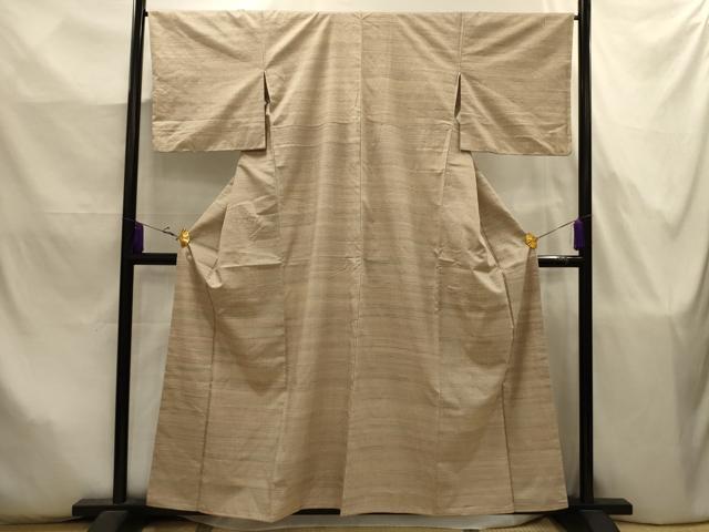平和屋着物■上質な紬 横段文 正絹 逸品 AABJ7885sx