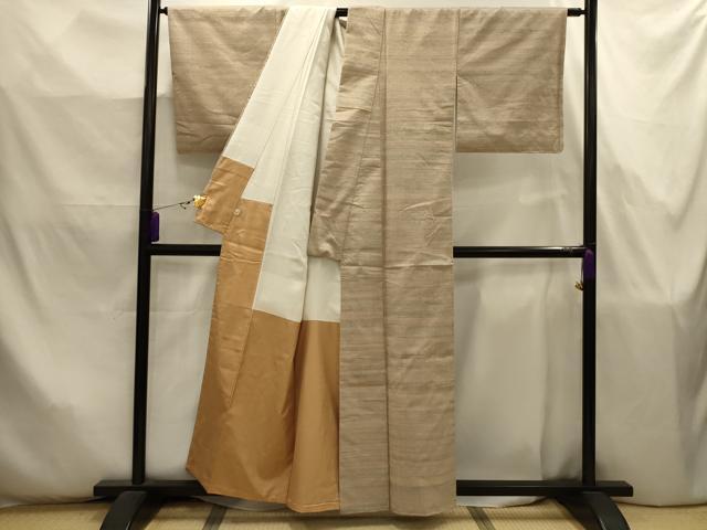 平和屋着物■上質な紬 横段文 正絹 逸品 AABJ7885sx