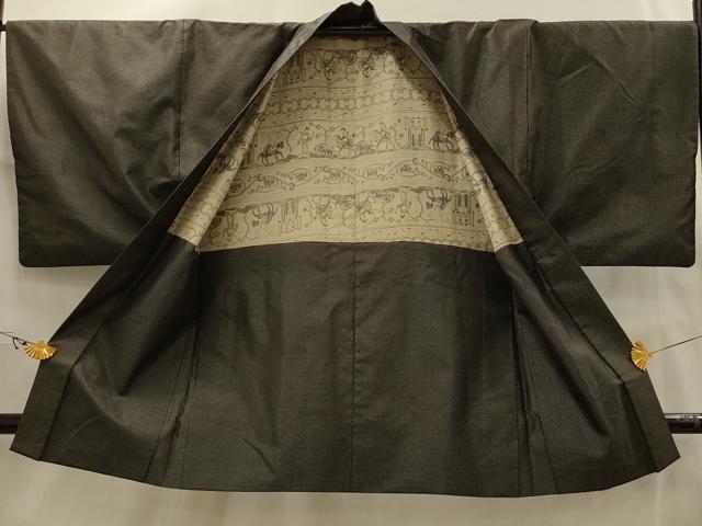 平和屋着物■男性 本場村山大島紬 アンサンブル 亀甲絣文様 証紙付き 正絹 逸品 AABJ7894sx