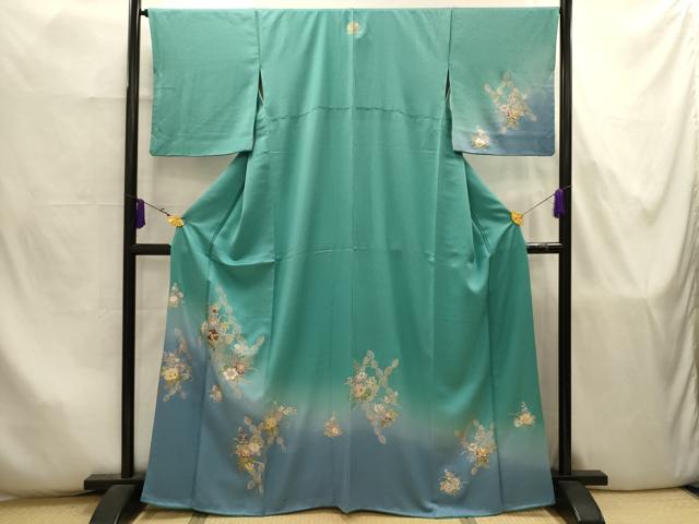 平和屋着物■訪問着 草花文 暈し染め 金銀彩 正絹 逸品 AABJ7898sx