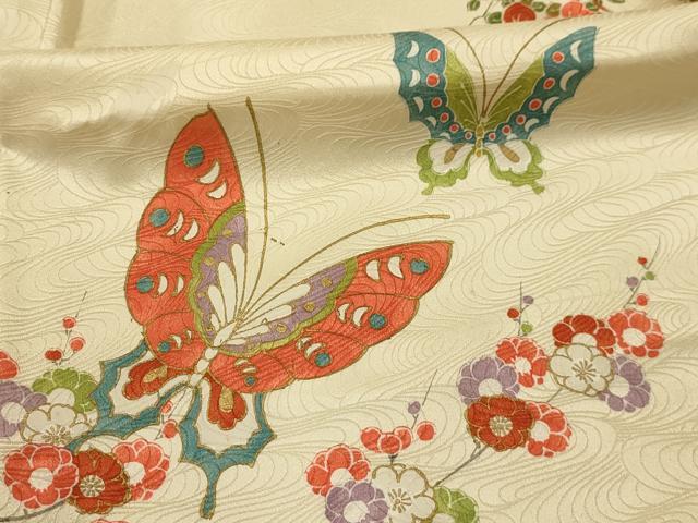 平和屋着物■上質な小紋 花蝶文 金彩 正絹 逸品 AABJ7900sx