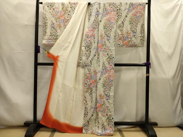 平和屋着物■上質な小紋 草花文 正絹 逸品 AABJ7901sx
