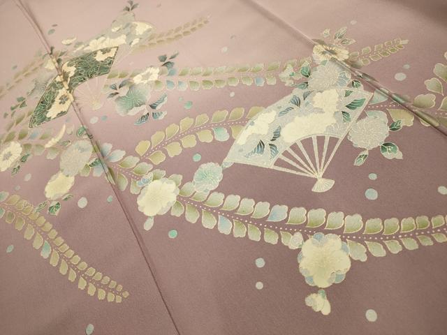 平和屋着物■訪問着 扇面花文 金銀彩 正絹 逸品 AABJ7908sx
