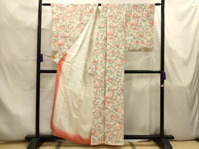 平和屋着物■上質な小紋 枝花文 正絹 逸品 AABJ7911sx