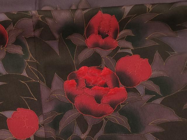 平和屋着物■訪問着 刺繍 草花文 暈し染め 金彩 正絹 逸品 AABJ7913sx