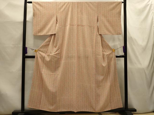 平和屋着物■小紋 七宝花文 洗える着物 AABJ7921sx