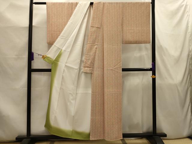 平和屋着物■小紋 七宝花文 洗える着物 AABJ7921sx