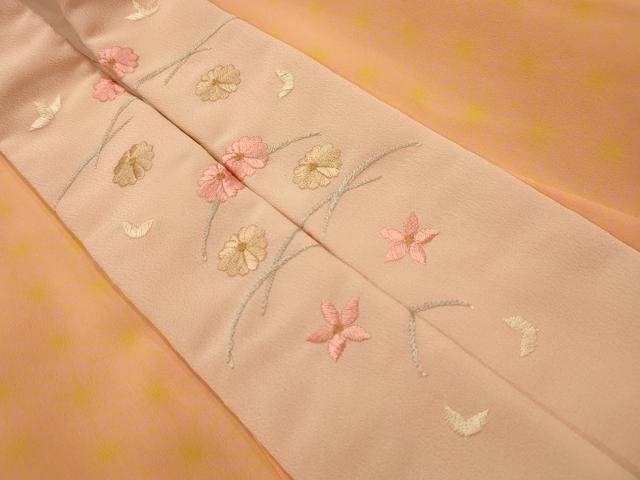 平和屋着物■長襦袢 袷 麻の葉文様 洗える着物 半衿刺繍 AABJ7923sx