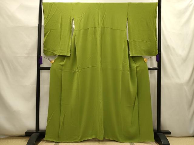 平和屋着物■ファッションデザイナー 花井幸子 色無地 紋意匠 青丹色 正絹 逸品 AABJ7931sx