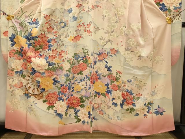 平和屋着物■豪華振袖 花車文 暈し染め 金彩 正絹 逸品 AABJ7933sx