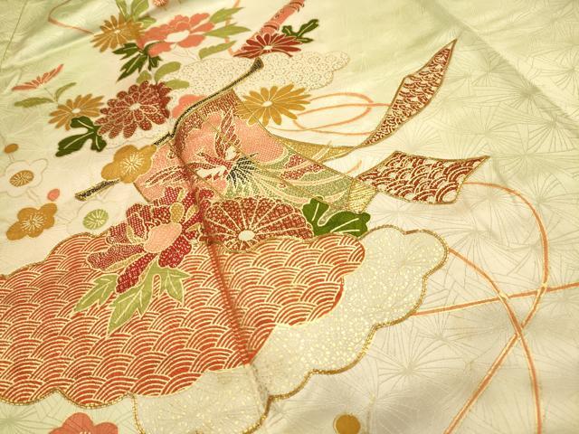 平和屋着物■訪問着 駒刺繍 几帳鳳凰花文 暈し染め 金彩 正絹 逸品 AABJ7941sx