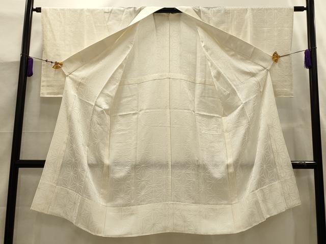 平和屋着物■長襦袢 無双仕立て 麻の葉文様 練色 正絹 逸品 AABJ7951sx