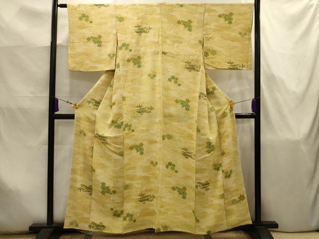 平和屋着物■上質な小紋 風景文 鬼しぼ縮緬 正絹 逸品 AABJ7952sx