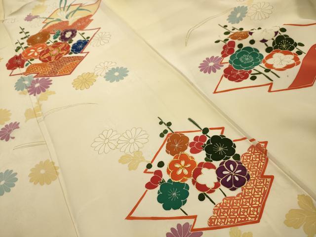 平和屋着物■訪問着 手描き 駒刺繍 松皮菱花文 金彩 正絹 逸品 AABJ7959sx