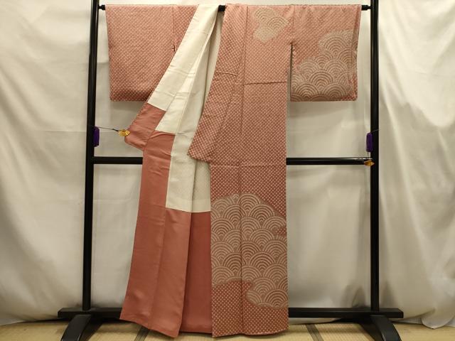 平和屋着物■訪問着 総絞り 霞取青海波 正絹 逸品 AABJ7981sx
