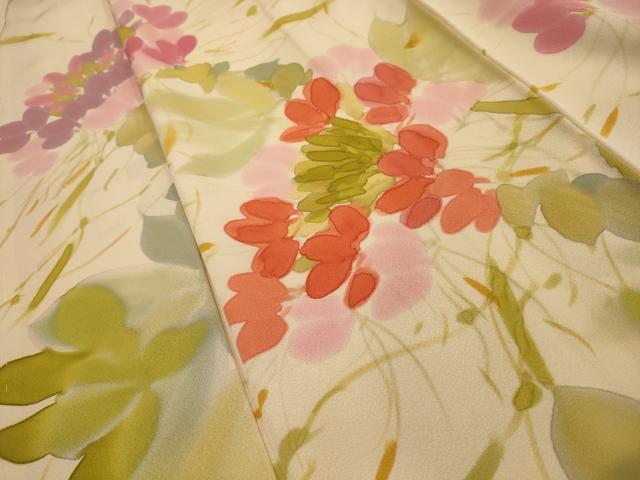 平和屋着物■訪問着 草花文 正絹 逸品 AABJ7984sx