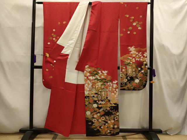 平和屋着物■豪華振袖 御所車花風景文 暈し染め 金彩 鈴乃屋扱い 正絹 逸品 AABJ7986sx