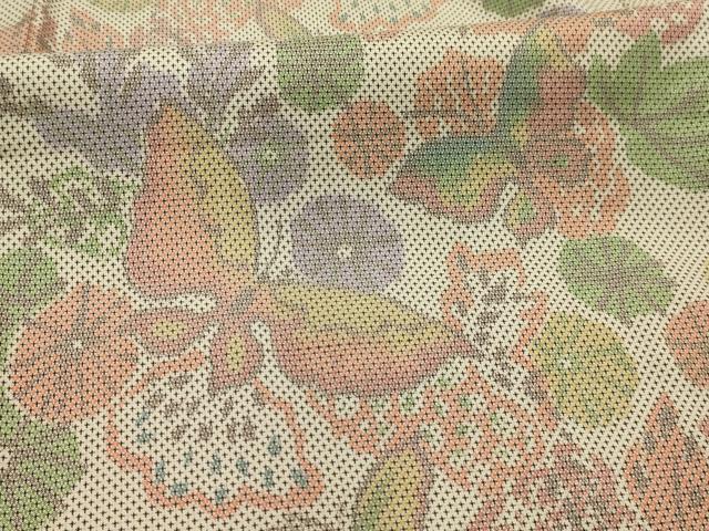 平和屋着物■上質な紬 花蝶文 正絹 逸品 AABJ7995sx