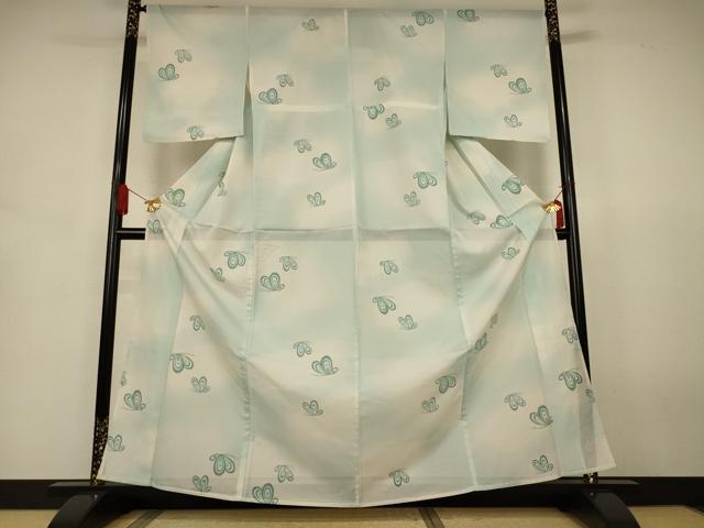 平和屋着物*夏物 小紋 絽 舞蝶文 暈し染め 洗える着物 AABJ8007jd
