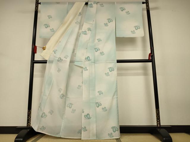平和屋着物*夏物 小紋 絽 舞蝶文 暈し染め 洗える着物 AABJ8007jd
