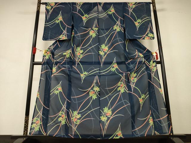 平和屋着物*夏物 小紋 絽 草花文 洗える着物 未使用 AABJ8012jd