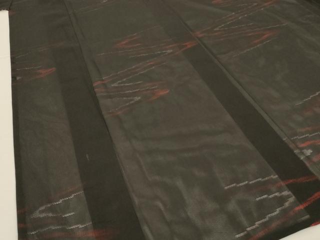 平和屋着物*夏物 小紋 流水紋紗 黒地 正絹 逸品 AABJ8018jd