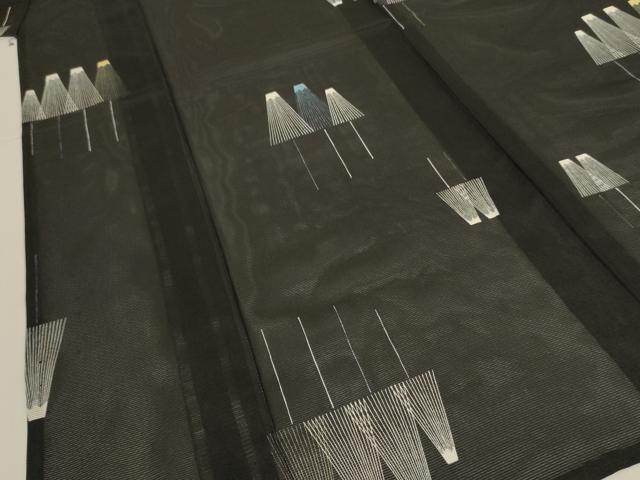 平和屋着物*夏物 小紋 絽 番傘 黒地 洗える着物 AABJ8030jd