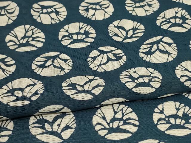 平和屋着物*夏物 小紋 絽 型染め 枝葉丸文 正絹 逸品 AABJ8033jd