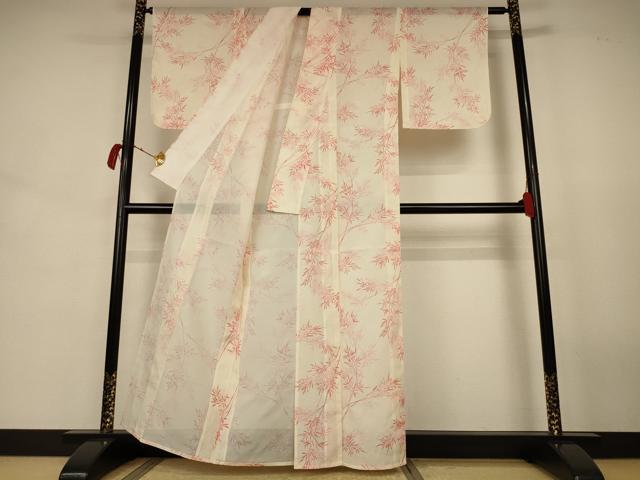 平和屋着物*夏物 小紋 絽 枝葉文 洗える着物 AABJ8036jd