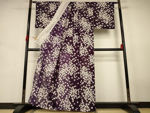 平和屋着物*夏物 小紋 絽 舞花文 洗える着物 AABJ8044jd