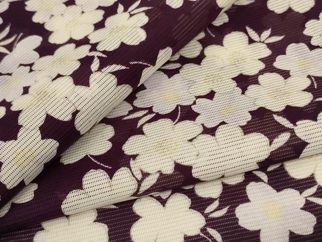 平和屋着物*夏物 小紋 絽 舞花文 洗える着物 AABJ8044jd