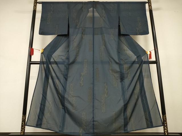 平和屋着物*夏物 小紋 紗 短冊洋花文 洗える着物 AABJ8045jd