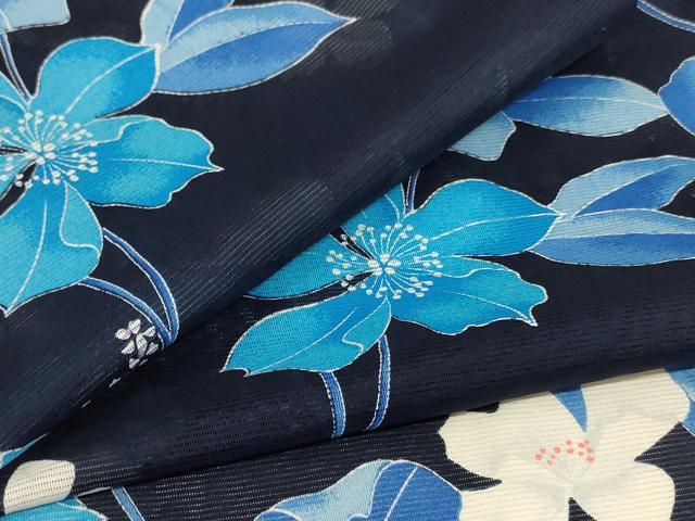 平和屋着物*夏物 小紋 絽 草花文 洗える着物 AABJ8051jd