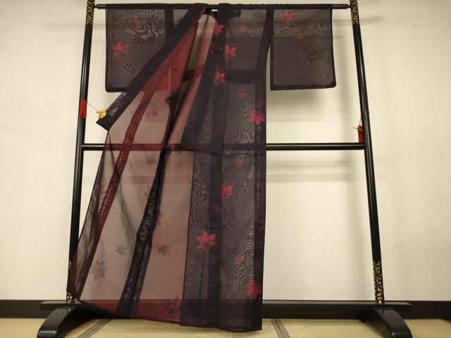 平和屋着物*夏物 小紋 紗 楓文 正絹 逸品 未使用 AABJ8063jd