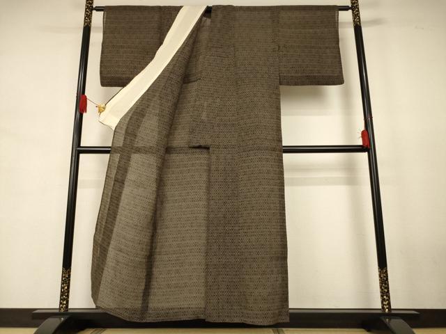 平和屋着物*夏物 石川県指定無形文化財 能登上布 本麻手織上布 菱文 麻 逸品 AABJ8065jd